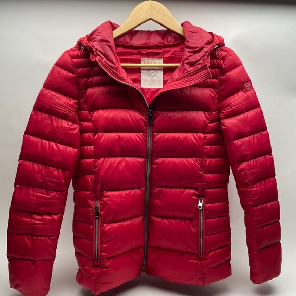 Esprit sport jacket quilted red nylon small hooded zipper small - Picture 4 of 4